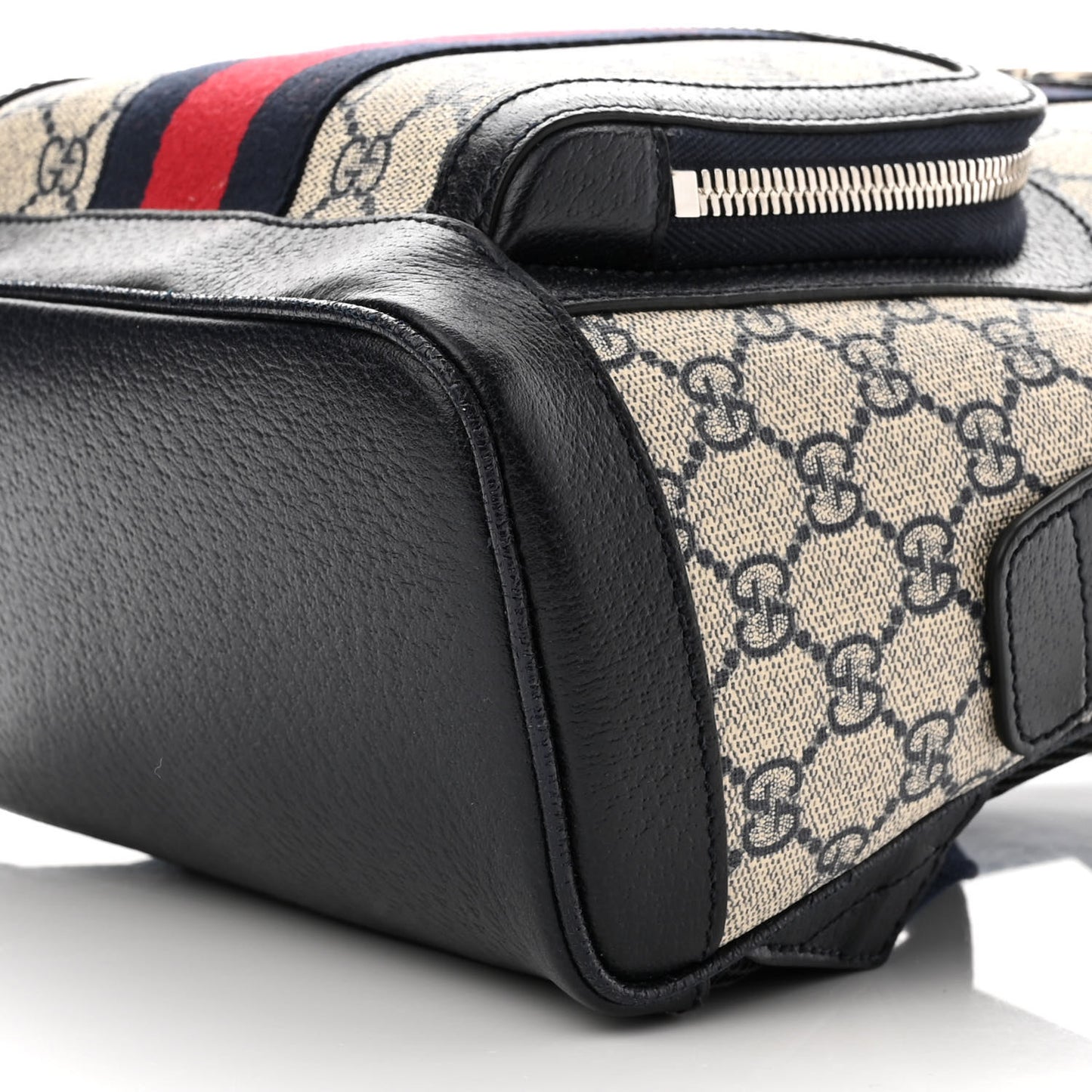 GG Supreme Monogram Textured Dollar Calfskin Web Small Ophidia Day Backpack Beige Blue Black