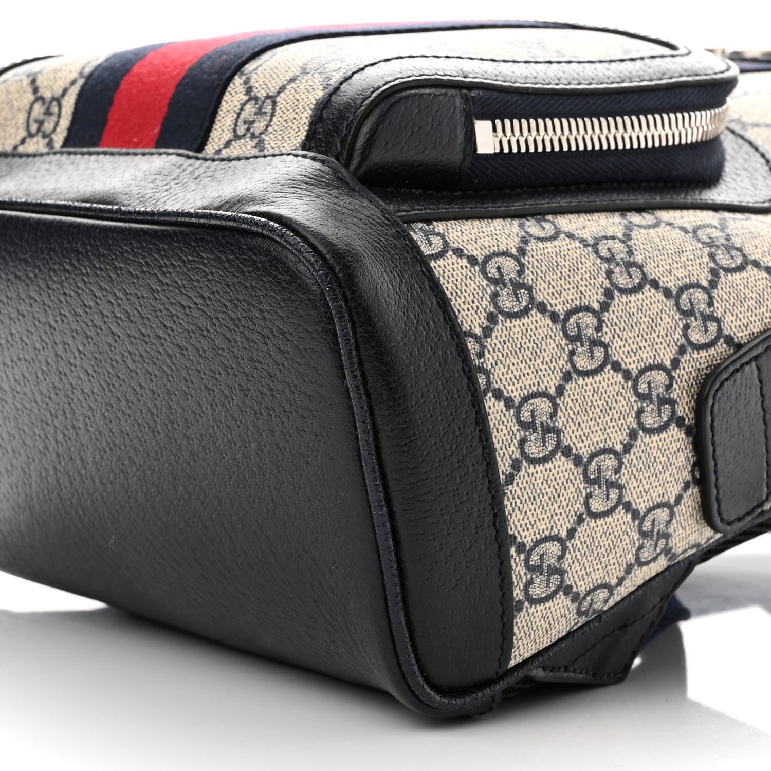 Gucci GG Supreme Monogram Textured Dollar Calfskin Web Small Ophidia Day Backpack Beige Blue Black 10 of 10