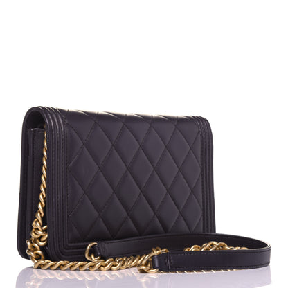 Chanel Lambskin Quilted Boy Wallet On Chain WOC Dark Grey 3 of 16
