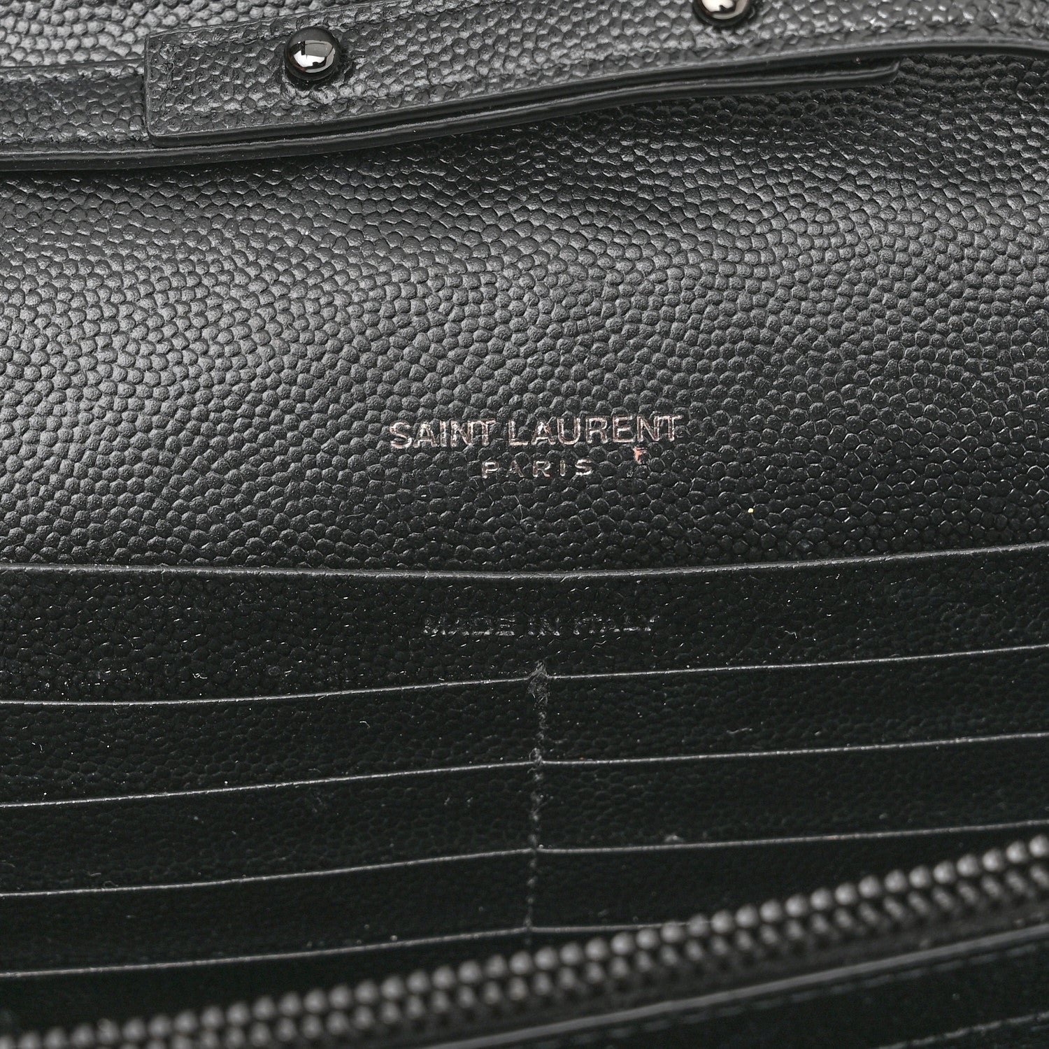 Saint Laurent Grain De Poudre Matelasse Chevron Monogram Monochrome Chain Wallet Black 6 of 11