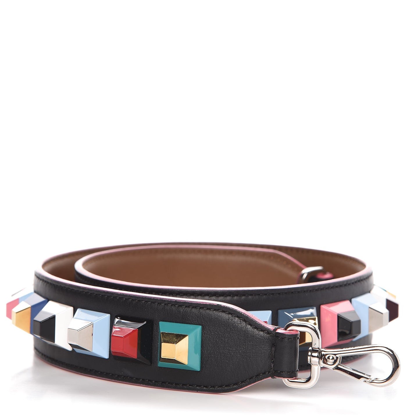 Vitello Dolce Plexiglass Bi-Color Studded Strap You Black Brownie Multicolor
