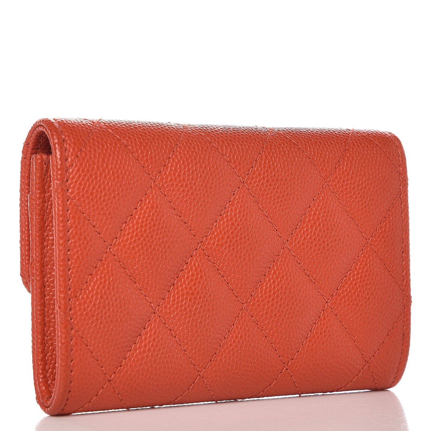 Caviar Quilted Card Holder Orange