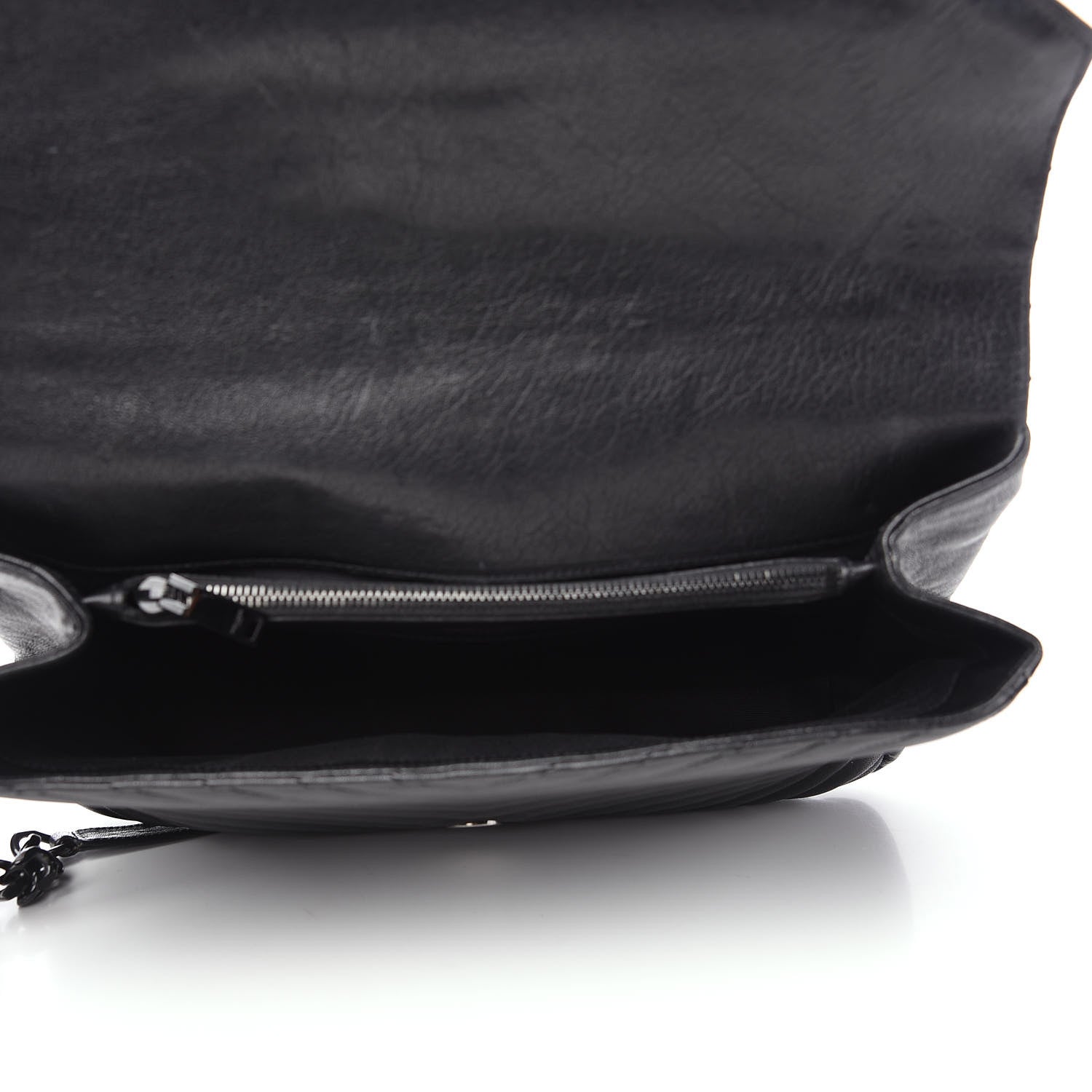 Saint Laurent Sheepskin Matelasse Chevron Monogram Monochrome Large College Satchel Black 4 of 14