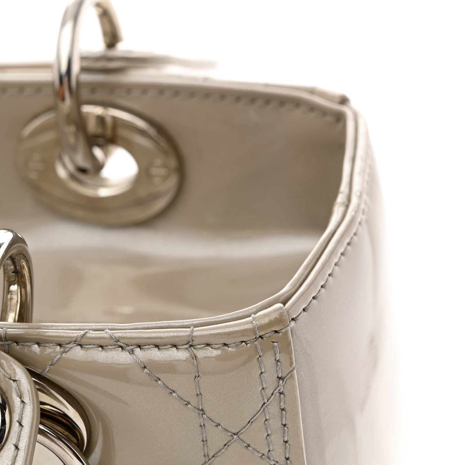 Christian Dior Pearlized Patent Cannage Medium Lady Dior Grey 11 of 12