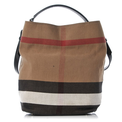 Burberry Canvas Mega Check Medium Ashby Hobo Black 1 of 8