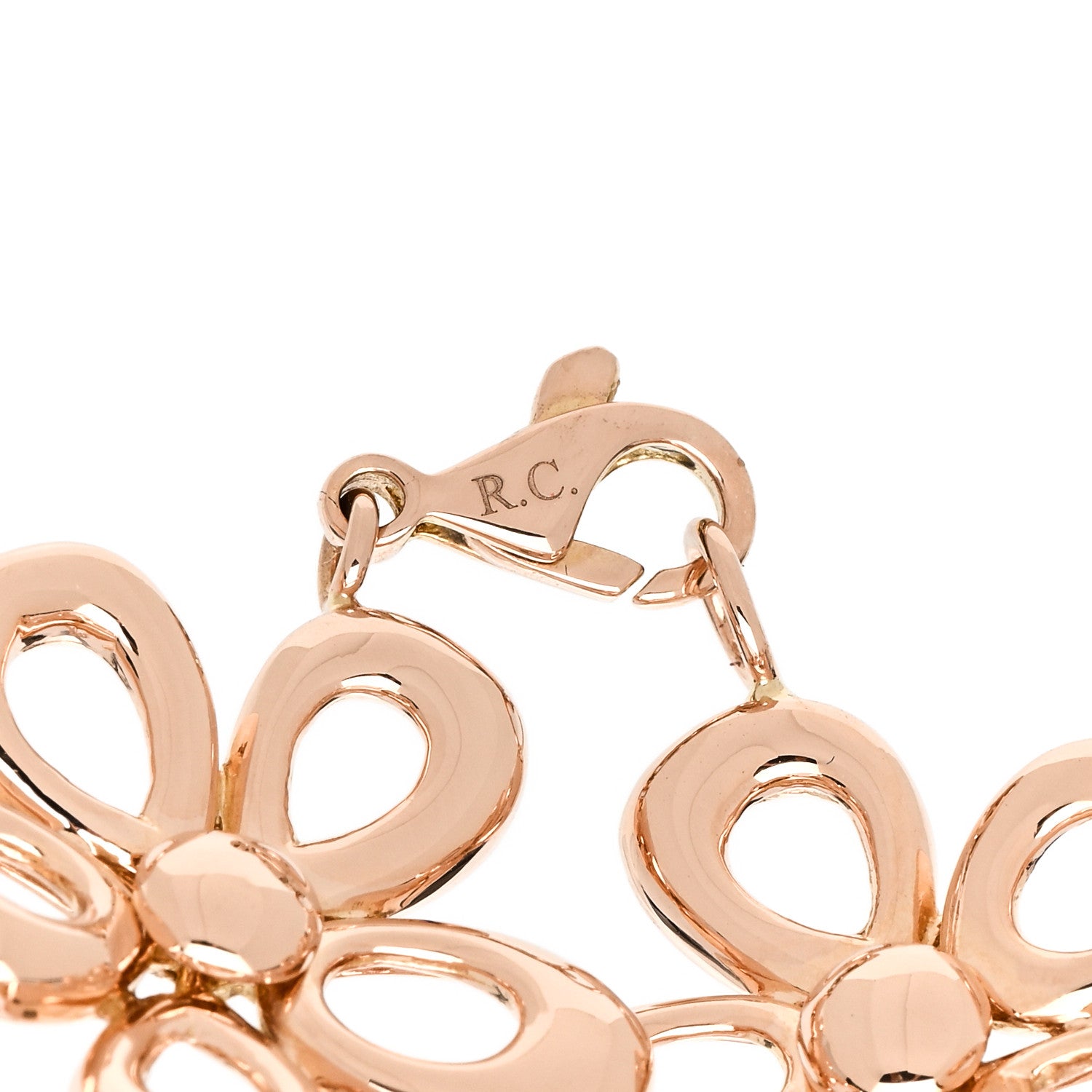 Roberto Coin 18K Rose Gold Diamond Pink Sapphire Flower Station Bracelet 3 of 4