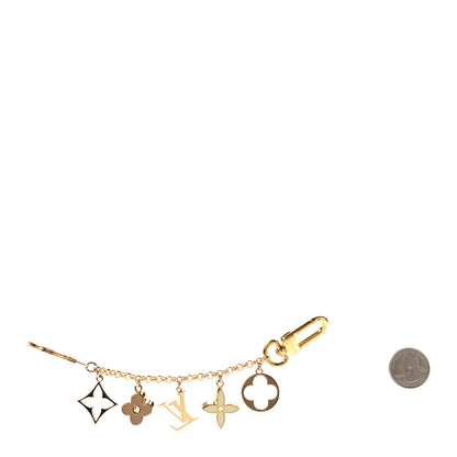 Louis Vuitton Brass Enamel Fleur De Monogram Bag Charm Chain Gold 2 of 5