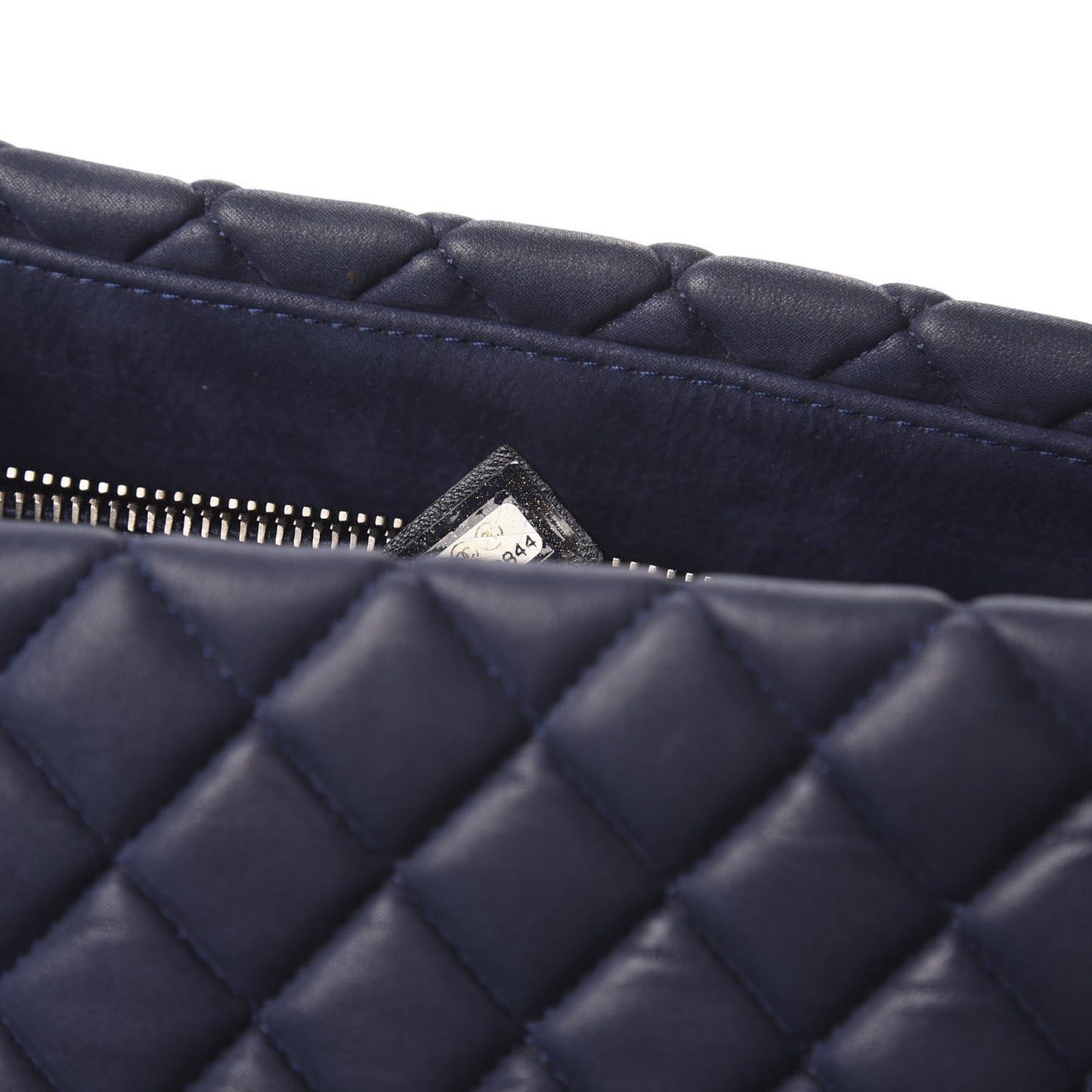 Iridescent Calfskin Quilted New Bubble Tote Dark Blue