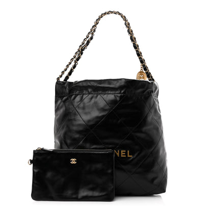 Chanel Shiny Calfskin Quilted Small Chanel 22 Black 1 of 11