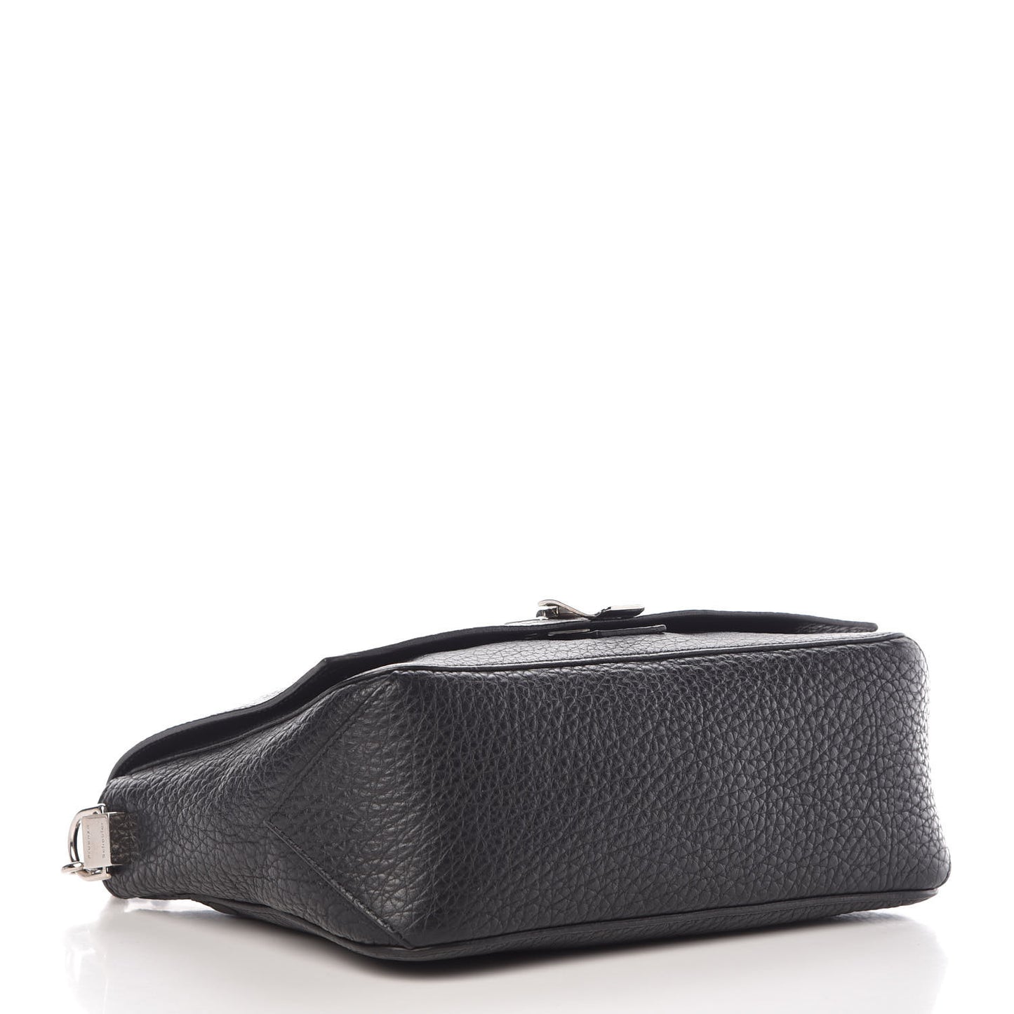 Pebbled Calfskin Small Courier Black