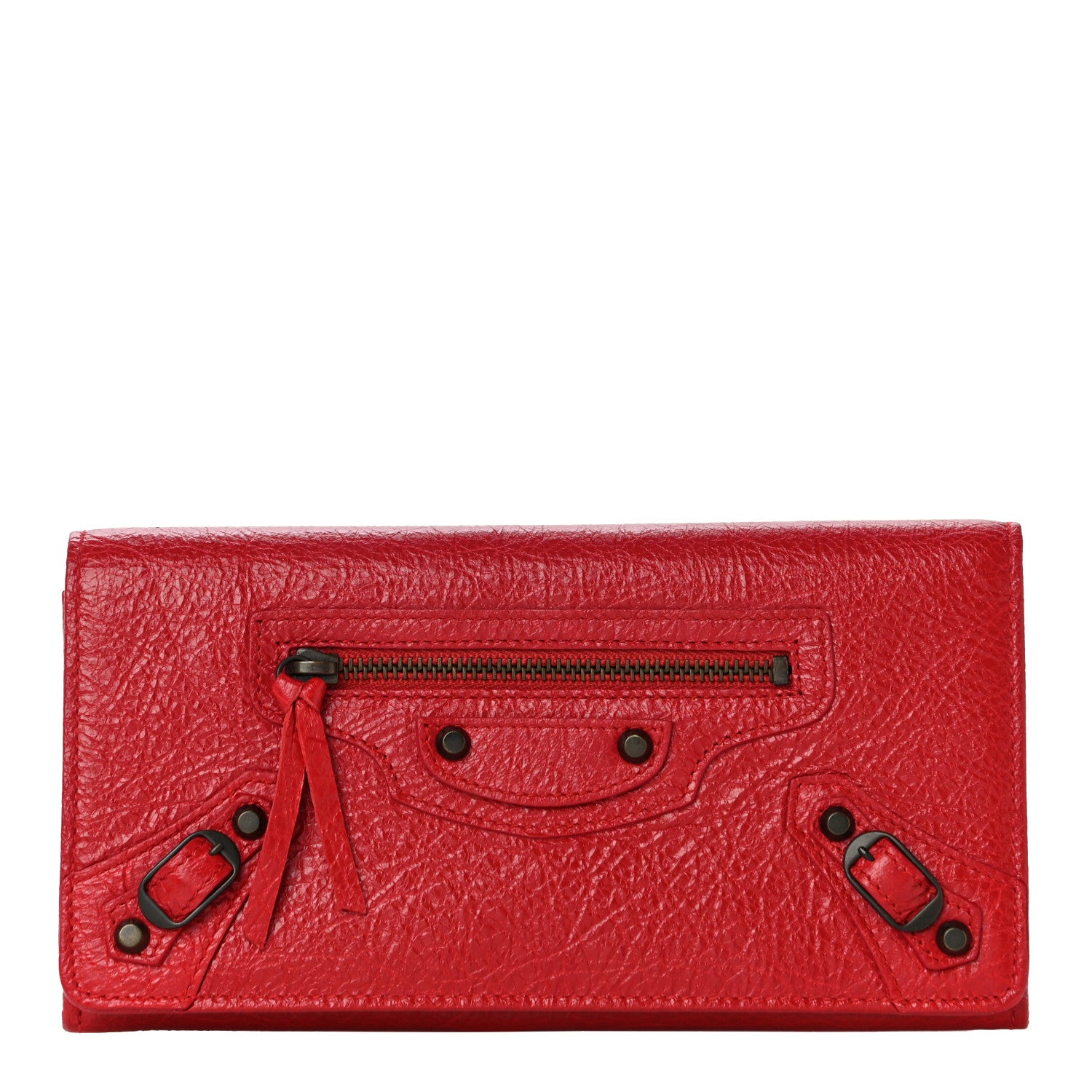 Balenciaga Agneau Classic Hardware Continental Zip Around Wallet Rouge Tango 1 of 10