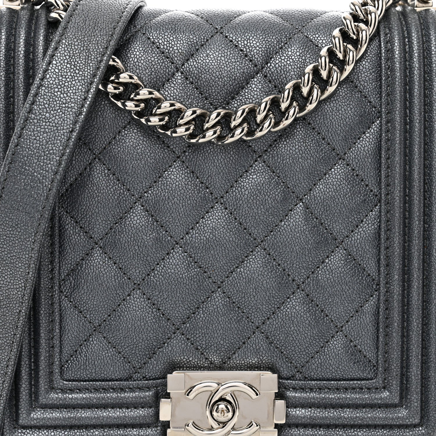 Chanel Iridescent Caviar Quilted North South Boy Flap Grey 5 of 10