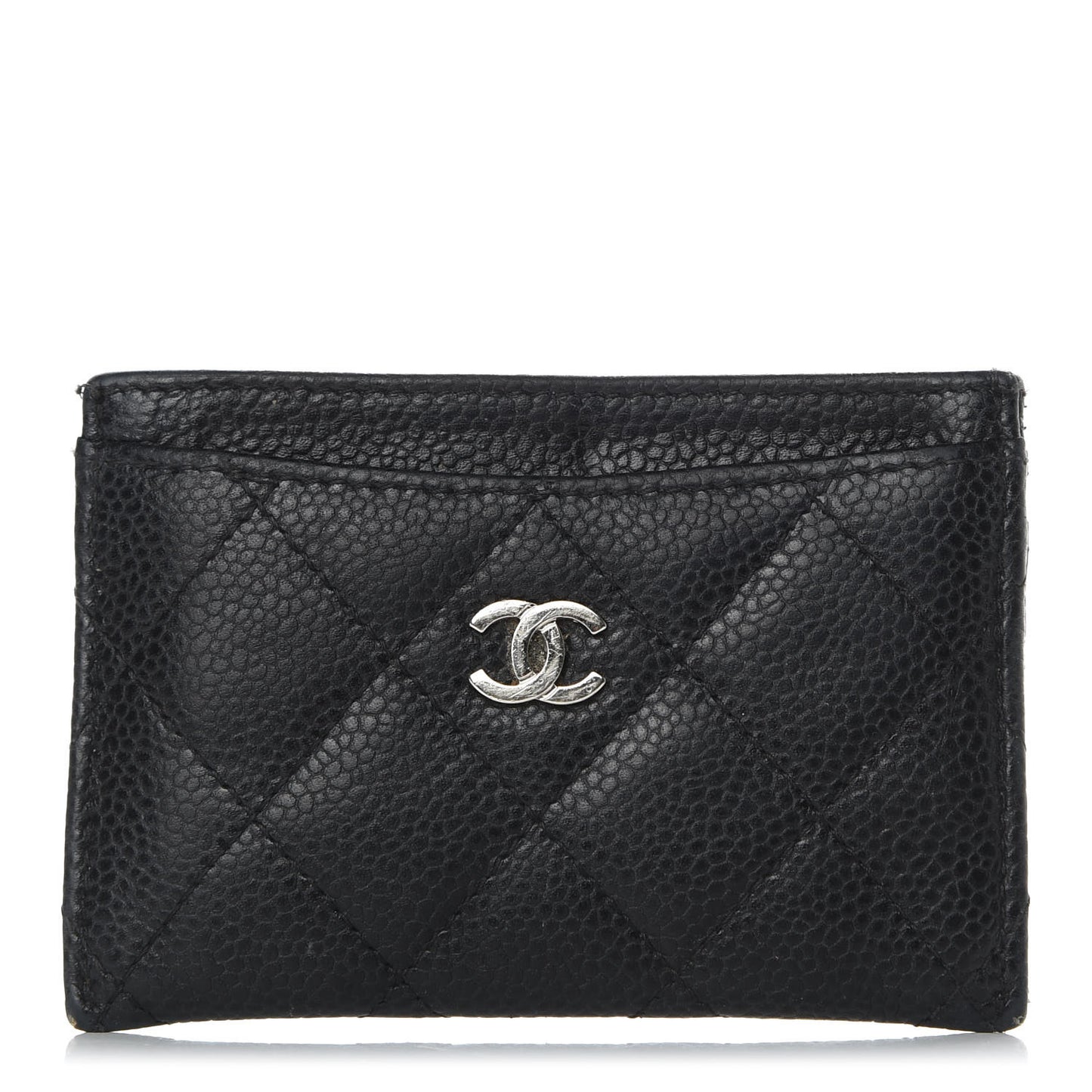 Caviar Quilted Card Holder Black