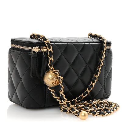 Chanel Lambskin Quilted Pearl Crush Small Vanity Case With Chain Black 3 of 10