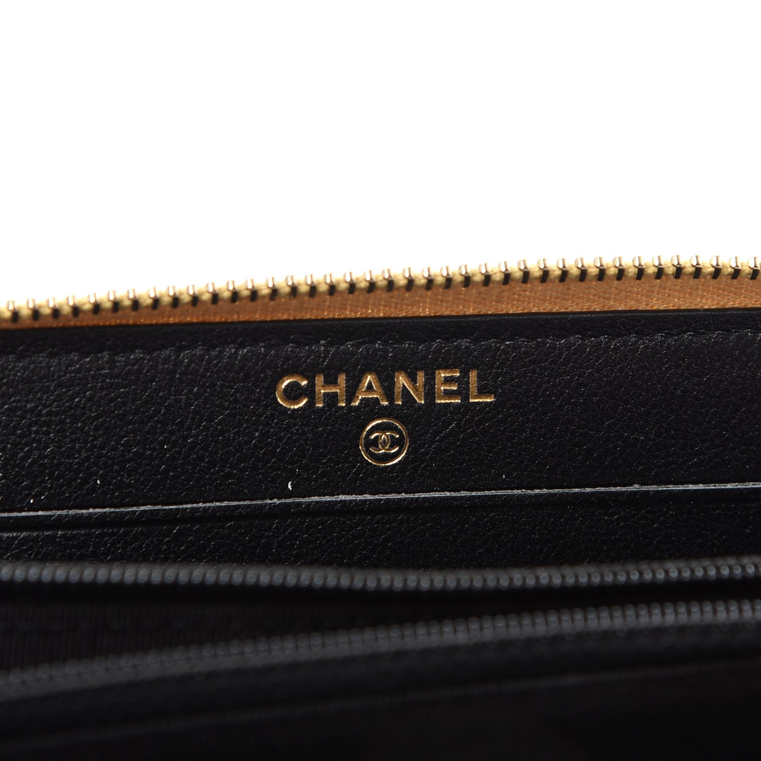 Chanel Metallic Calfskin Crocodile Embossed Small Zip Wallet Gold 6 of 8
