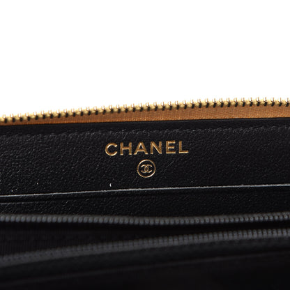 Chanel Metallic Calfskin Crocodile Embossed Small Zip Wallet Gold 6 of 8