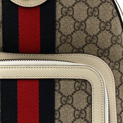 Gucci GG Supreme Monogram Textured Calfskin Web Small Ophidia Day Backpack Beige Ebony Mystic White 8 of 14