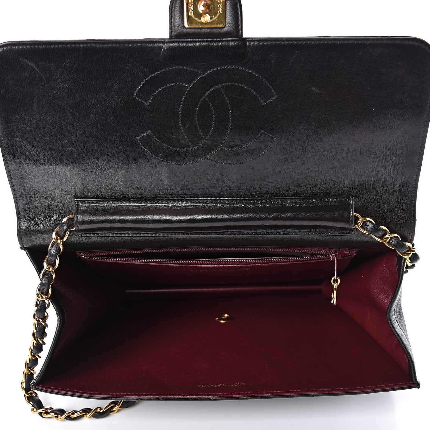 Lambskin Quilted Medium Single Flap Black