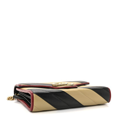 Gucci Azalea Calfskin Matelasse Diagonal Patchwork Torchon GG Marmont Chain Wallet Black Beige Romantic Cerise 4 of 9