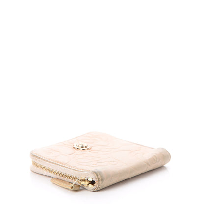 Chanel Lambskin Camellia Embossed Zip Around Card Holder Light Beige 4 of 10