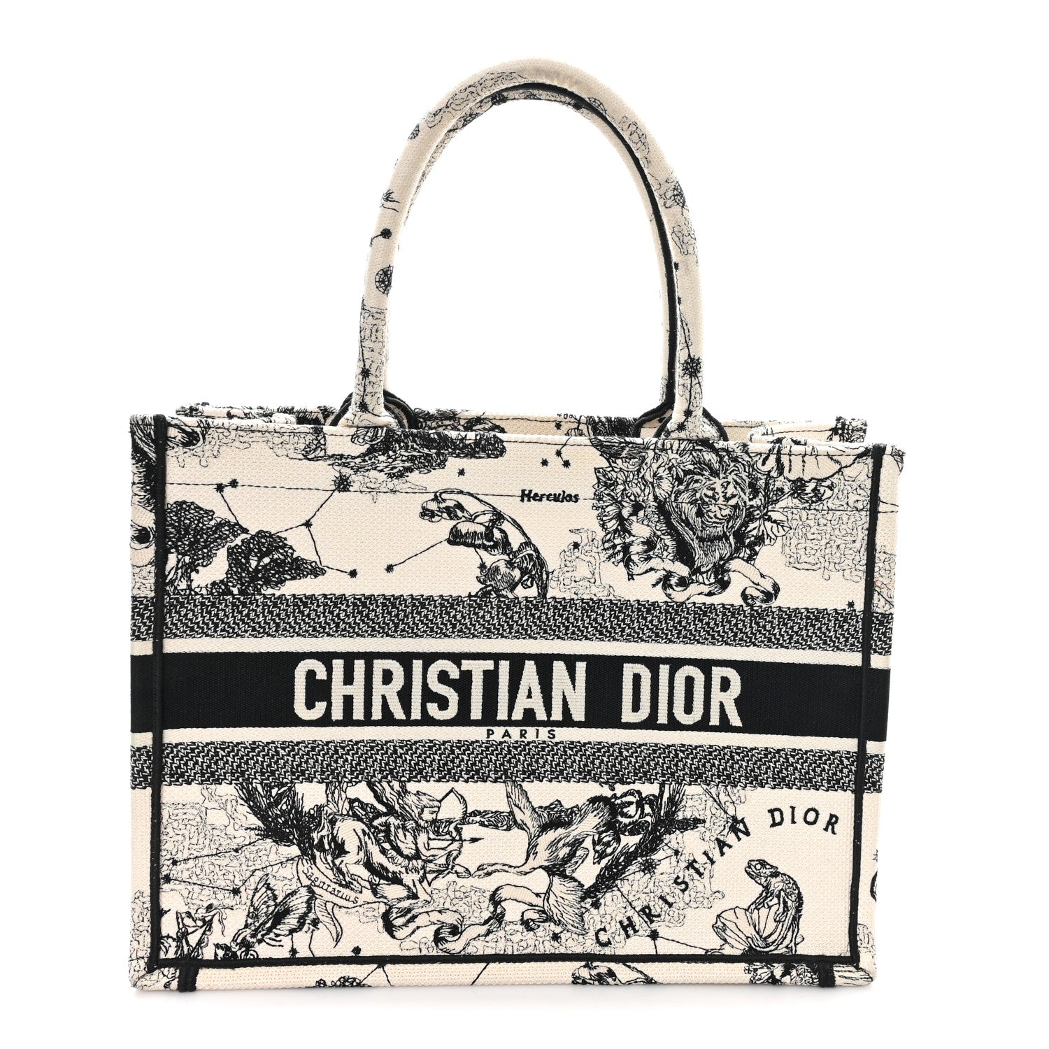 Christian Dior Canvas Zodiac Toile De Jouy Embroidered Medium Book Tote Latte 1 of 12