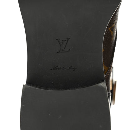 Louis Vuitton Calfskin Monogram Wonderland Flat Ranger Boots 38 Black 7 of 11