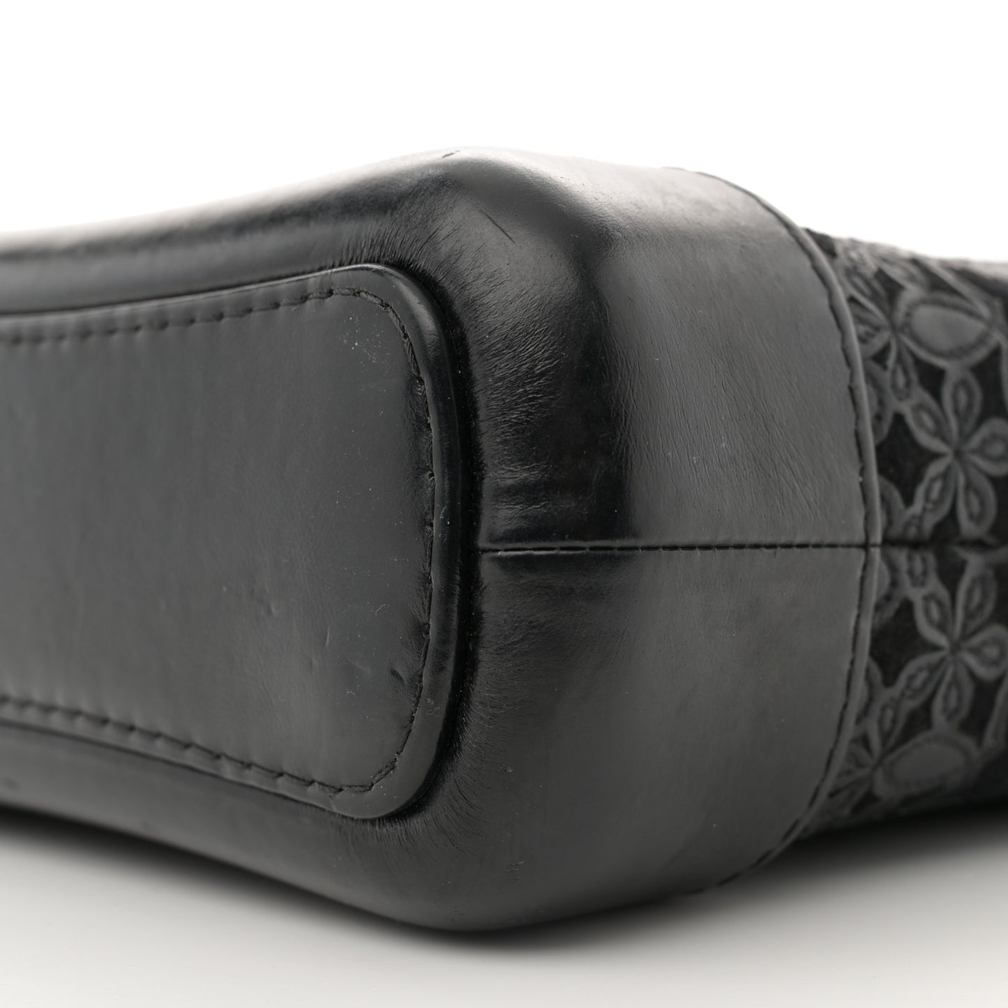 Calfskin Wool Felt Embossed Small Gabrielle Logo Hobo Black