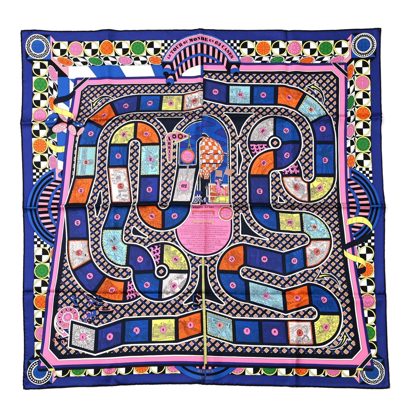 Silk Regles Du Jeu Scarf 90 Violet Rose Multicolor