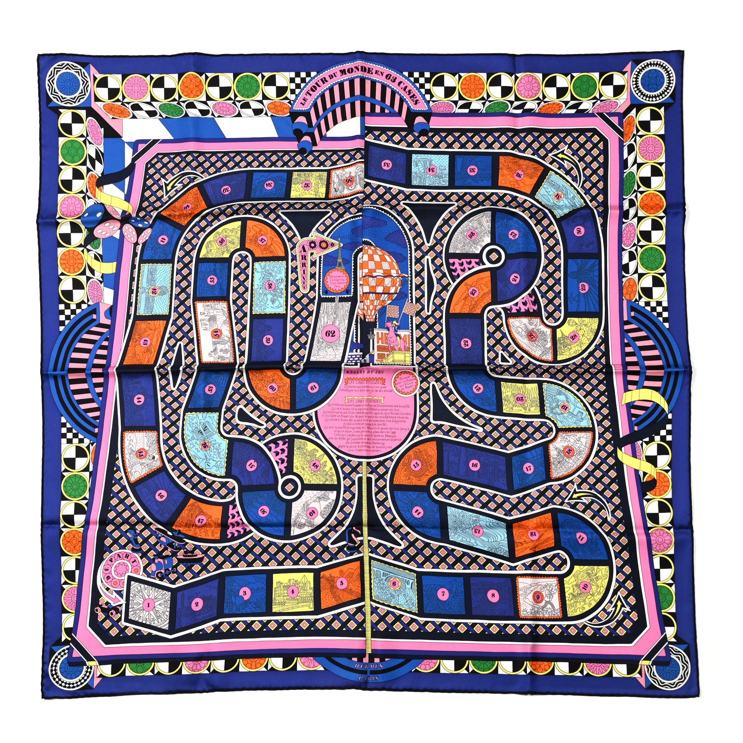 Hermes Silk Regles Du Jeu Scarf 90 Violet Rose Multicolor 1 of 6