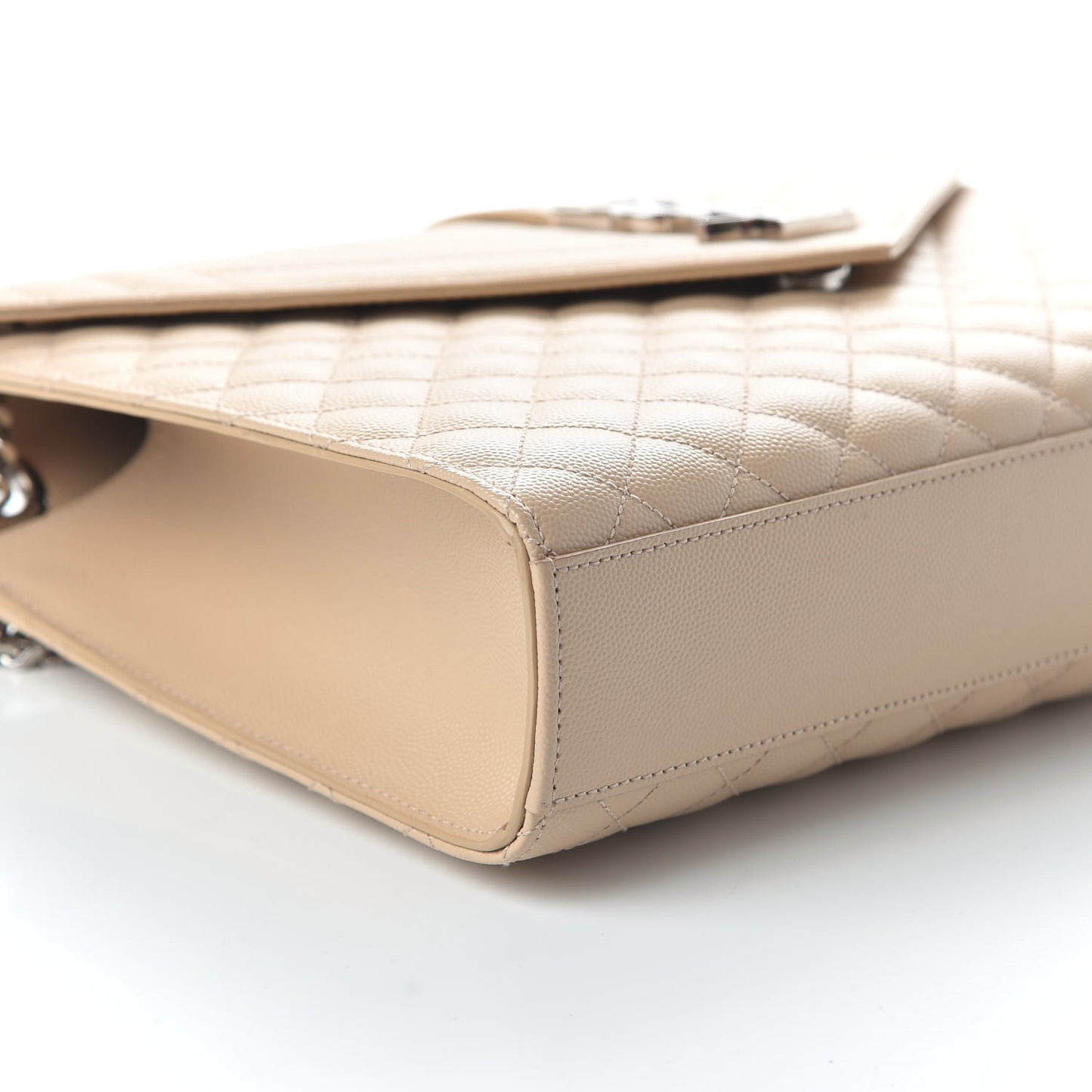 Grain De Poudre Mixed Matelasse Large Triquilt Monogram Satchel Nude Powder