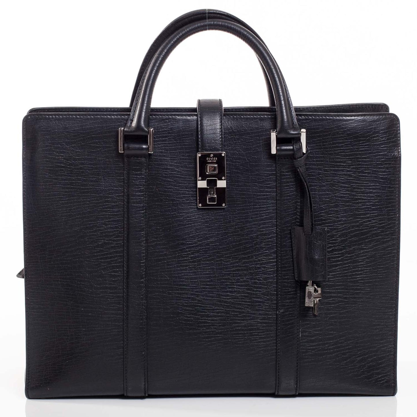 Leather Briefcase Laptop Work Bag Black