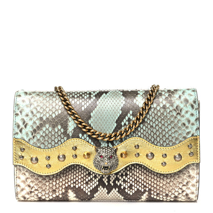 Gucci Snakeskin Animalier Broadway Clutch Blue Beige 1 of 10