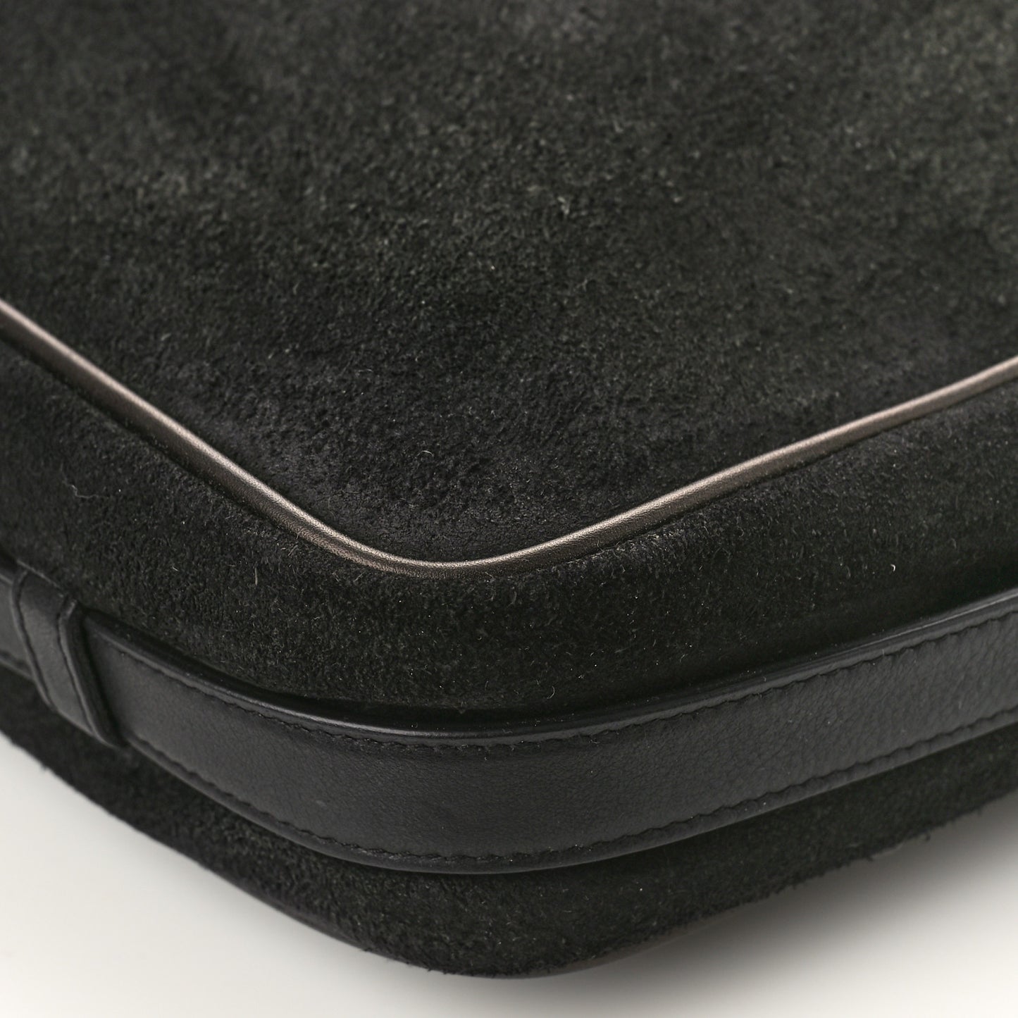 Suede Flat Messenger Bag Black
