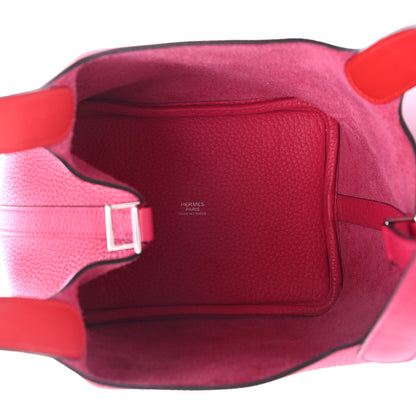 Hermes Taurillon Clemence Swift Eclat Picotin Lock 18 PM Rose Mexico Rouge De Coeur 4 of 4
