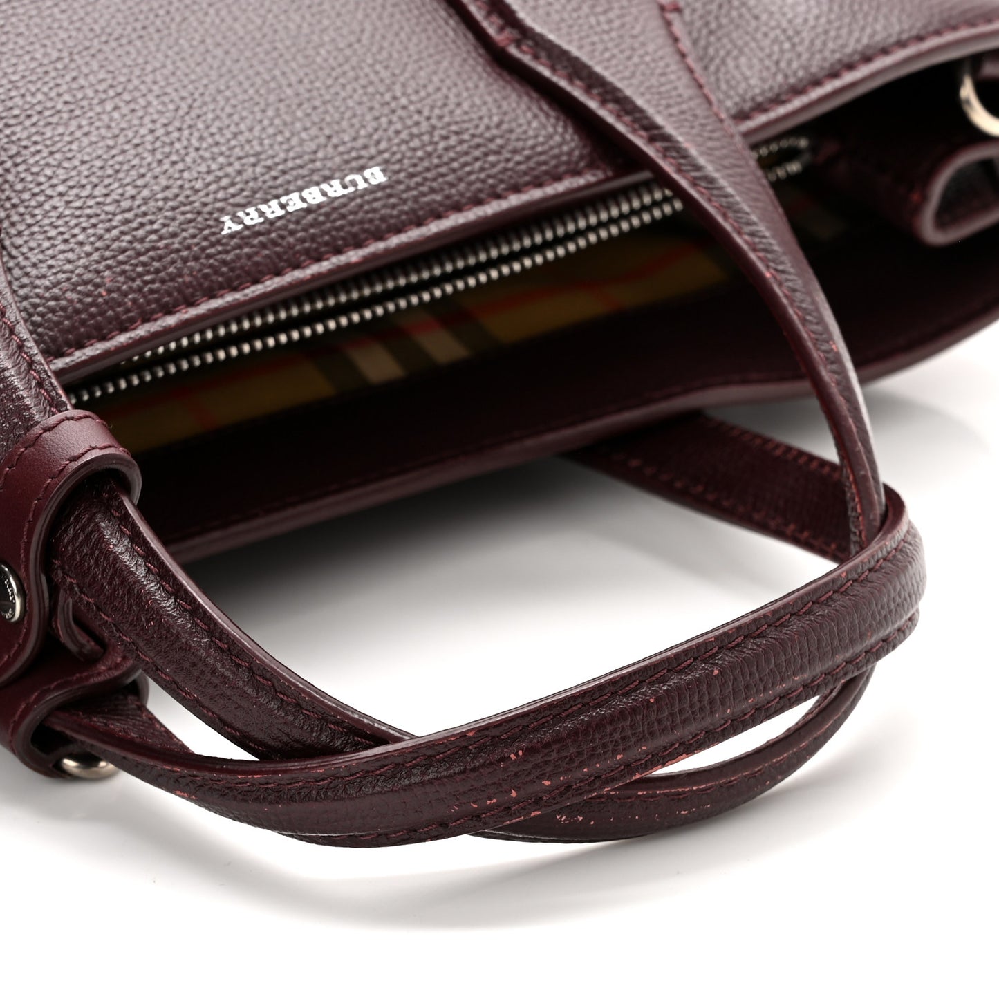 Grainy Calfskin House Check Medium Banner Tote Mahogany Red