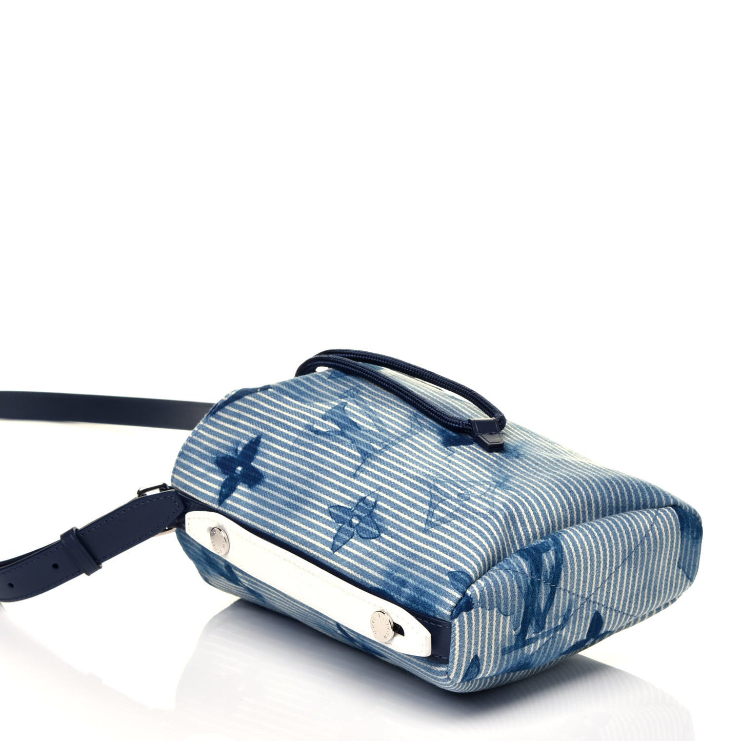 Hickory Stripes Denim Monogram Watercolor Sac Marin BB Blue