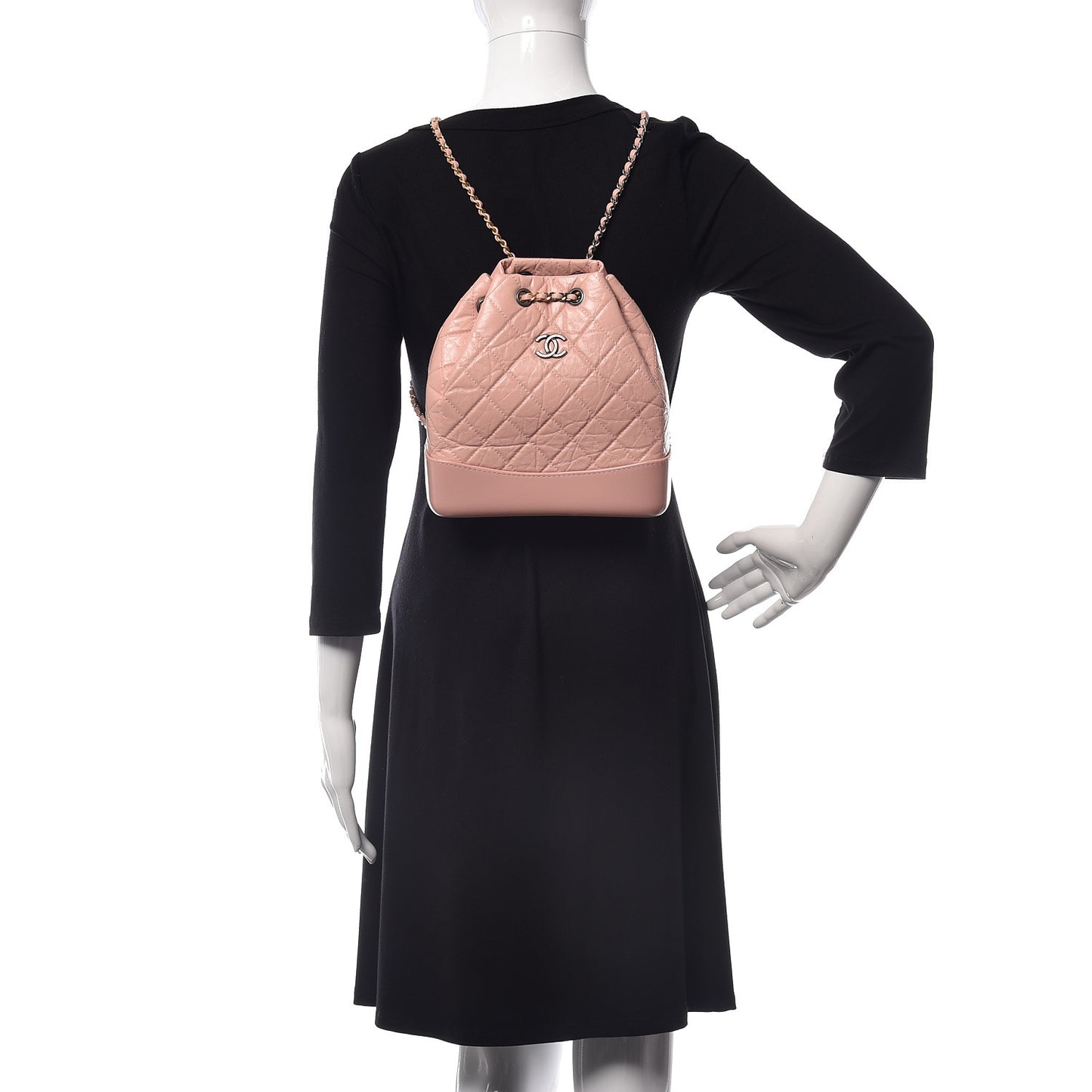 Aged Calfskin Quilted Small Gabrielle Backpack Pink