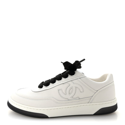 Chanel Calfskin CC Womens Sneakers 36 White Black 1 of 11