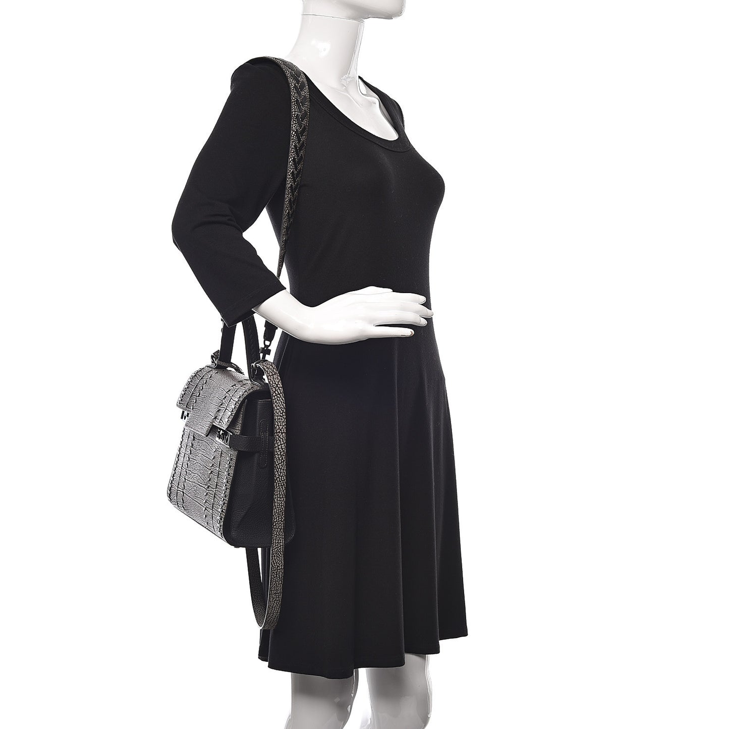 Grained Calfskin MM Tribal Stitch Tempete Satchel Ebene Ivory Black