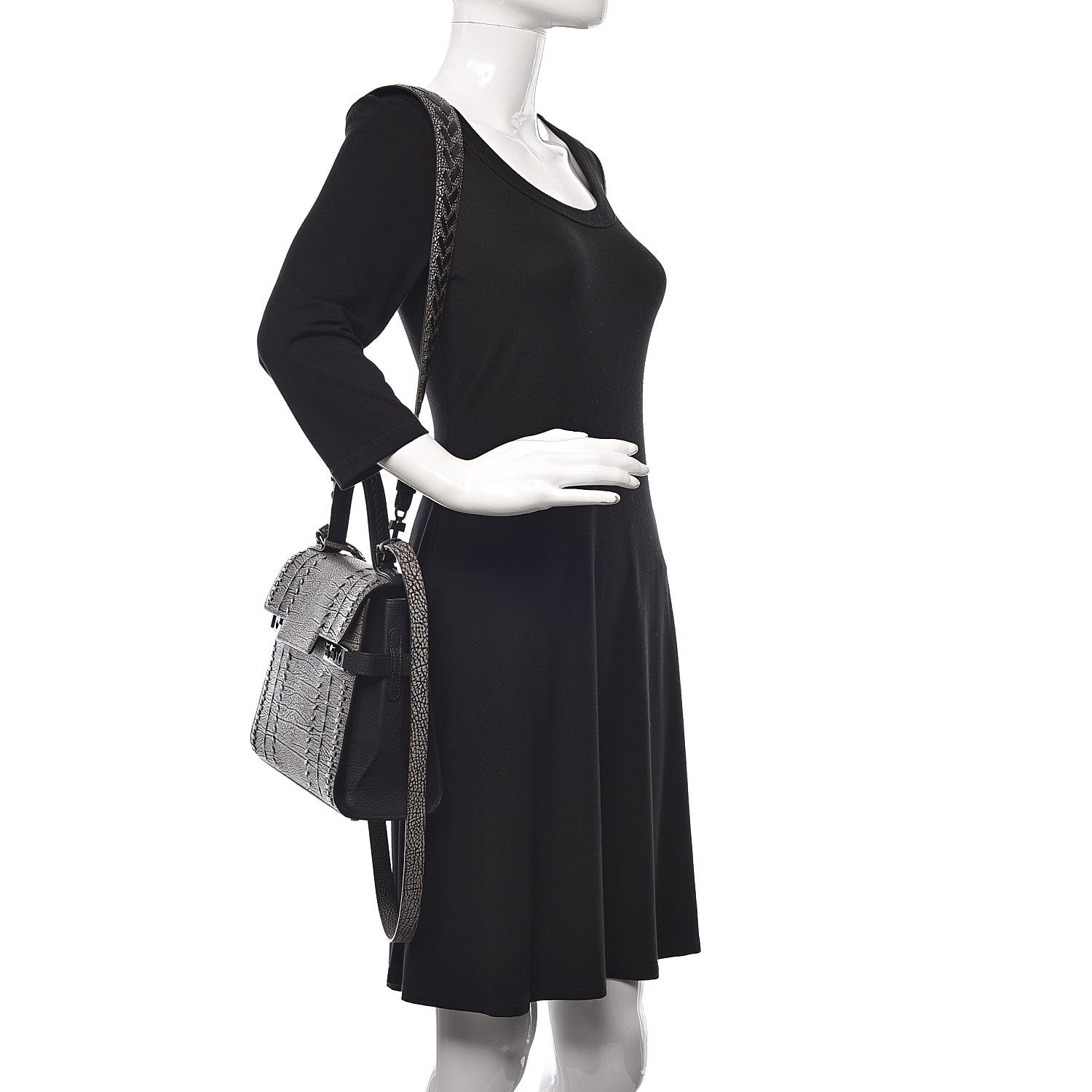 Delvaux Grained Calfskin MM Tribal Stitch Tempete Satchel Ebene Ivory Black 2 of 11