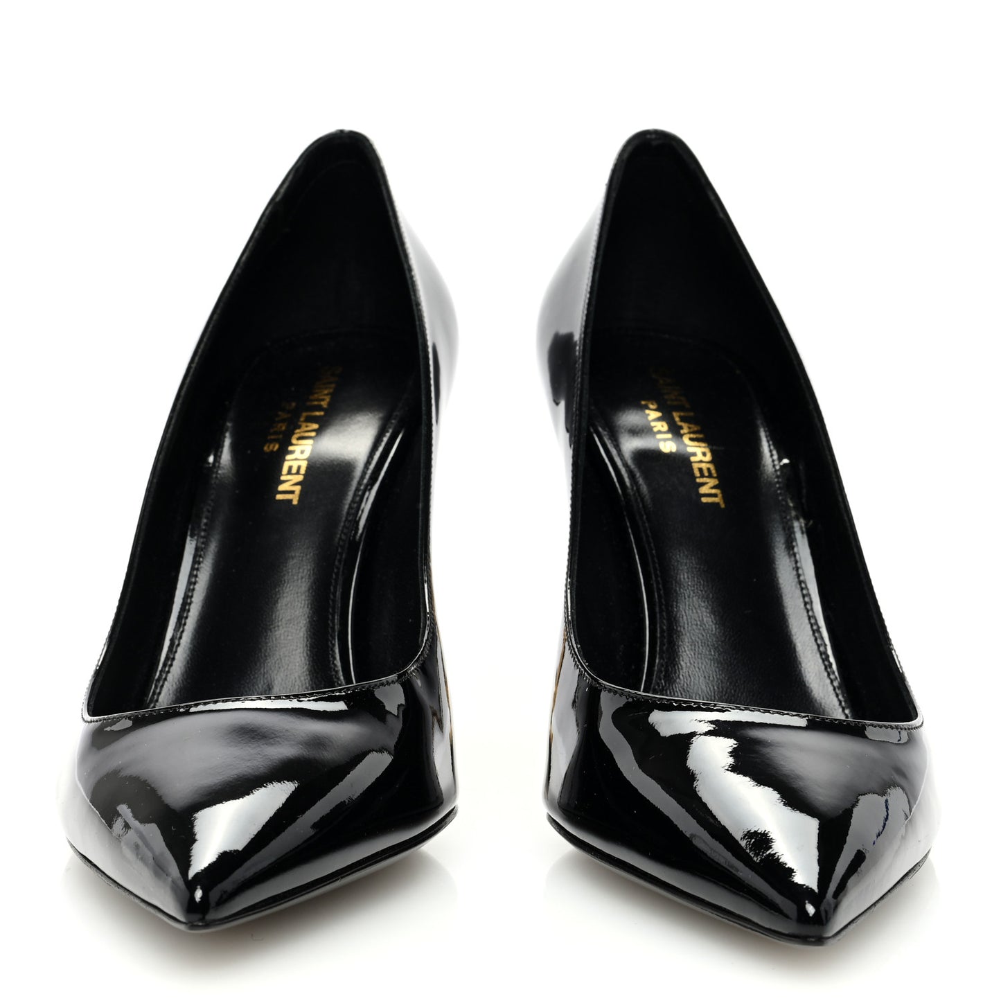Patent Calfskin Opyum 85 Pumps 38 Black Gold