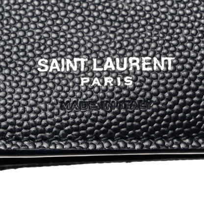 Saint Laurent Grain De Poudre Matelasse Chevron Monogram Compact Tri Fold Wallet Deep Marine 7 of 8