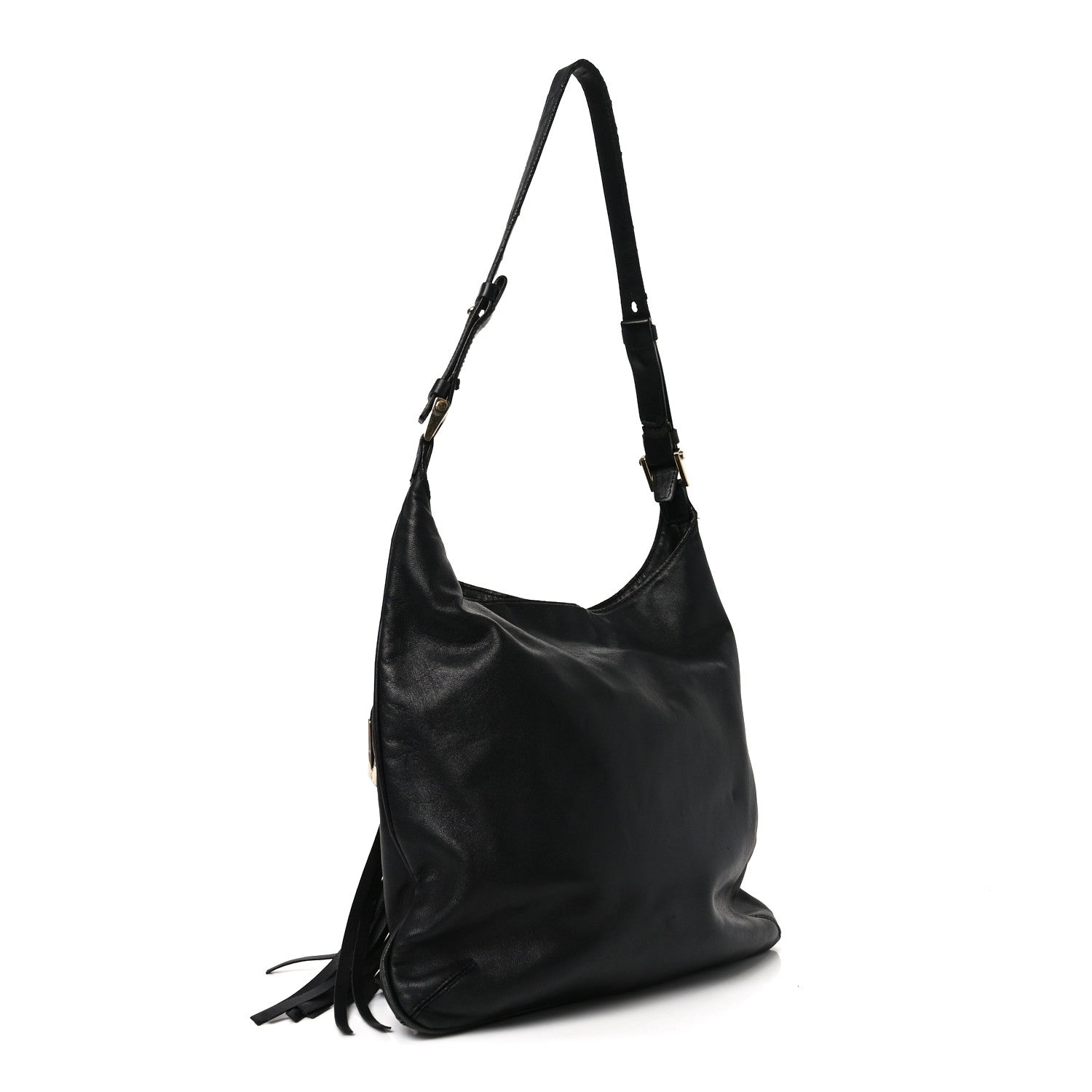 Versace Calfskin Palazzo Fringe Shoulder Bag Black 3 of 10