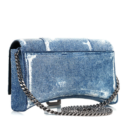 Balenciaga Nappa Denim Printed Hourglass Chain Bag Denim Blue 3 of 9