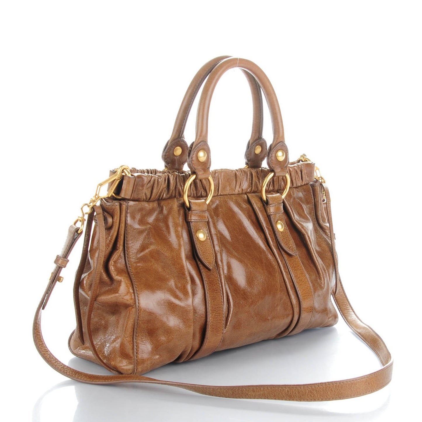 Vitello Lux Gathered Tote Palissandro