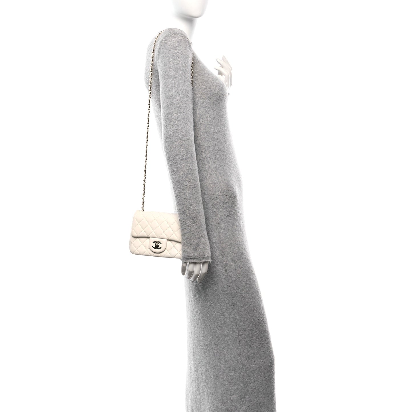 Lambskin Quilted Enamel Mini Pearl Crush Flap White