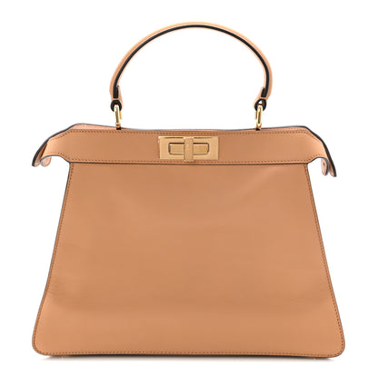 Fendi Vitello Seta Shiny Nappa Medium Peekaboo I SEE U Satchel Miele Scuro Light Rose 1 of 10