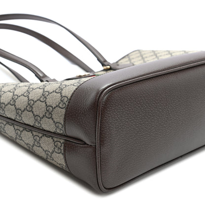 Gucci GG Supreme Monogram Textured Calfskin Web Small Ophidia Shoulder Tote Bag Beige Ebony New Acero 8 of 9