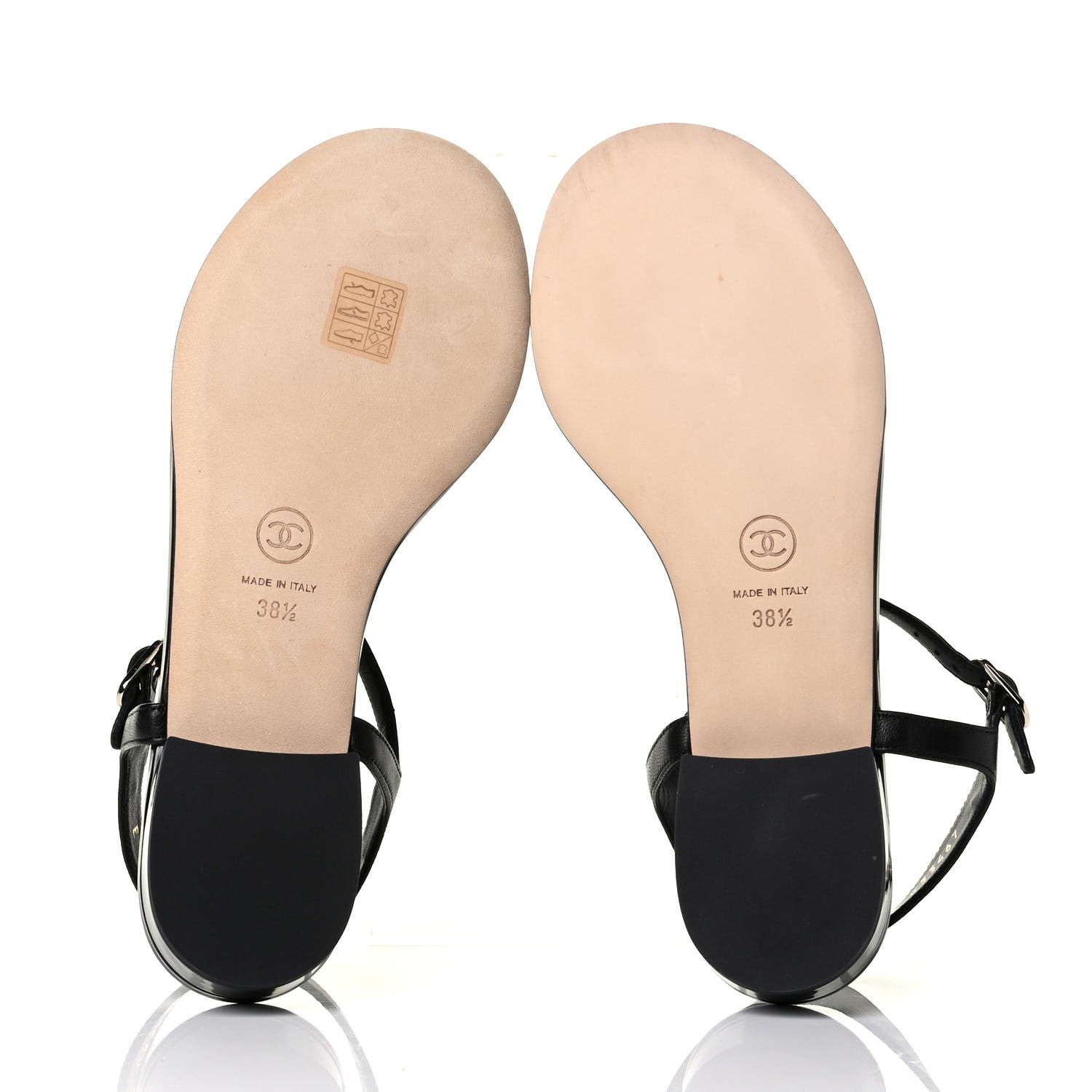 Chanel Patent Lambskin Camellia Thong Sandals 38.5 Black 5 of 6