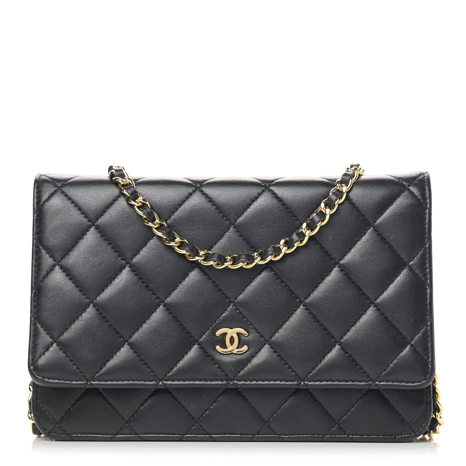 Chanel Lambskin Quilted Wallet On Chain WOC Black 1 of 6